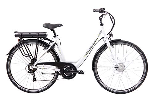 F.lli Schiano E- Moon, Bicicletta elettrica Unisex Adulto, Bianca, 28''