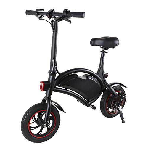 Windgoo Bicicletta Elettrica Pieghevole, Senza Pedale, Sedile Regolabile, Maneggevole, Compatta Portatile, Potenza 350 W, Batteria 36V 6,0 Ah, velocità Massima 20 km/h (Nero)