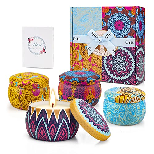 Candele Profumate Set Regalo Cera di Soia Naturale Set,Candele Profumate Set Regalo per Donna Alleviare Lo Stress e Aromaterapia Ideale Regaloper la Festa della Mamma, Ufficio