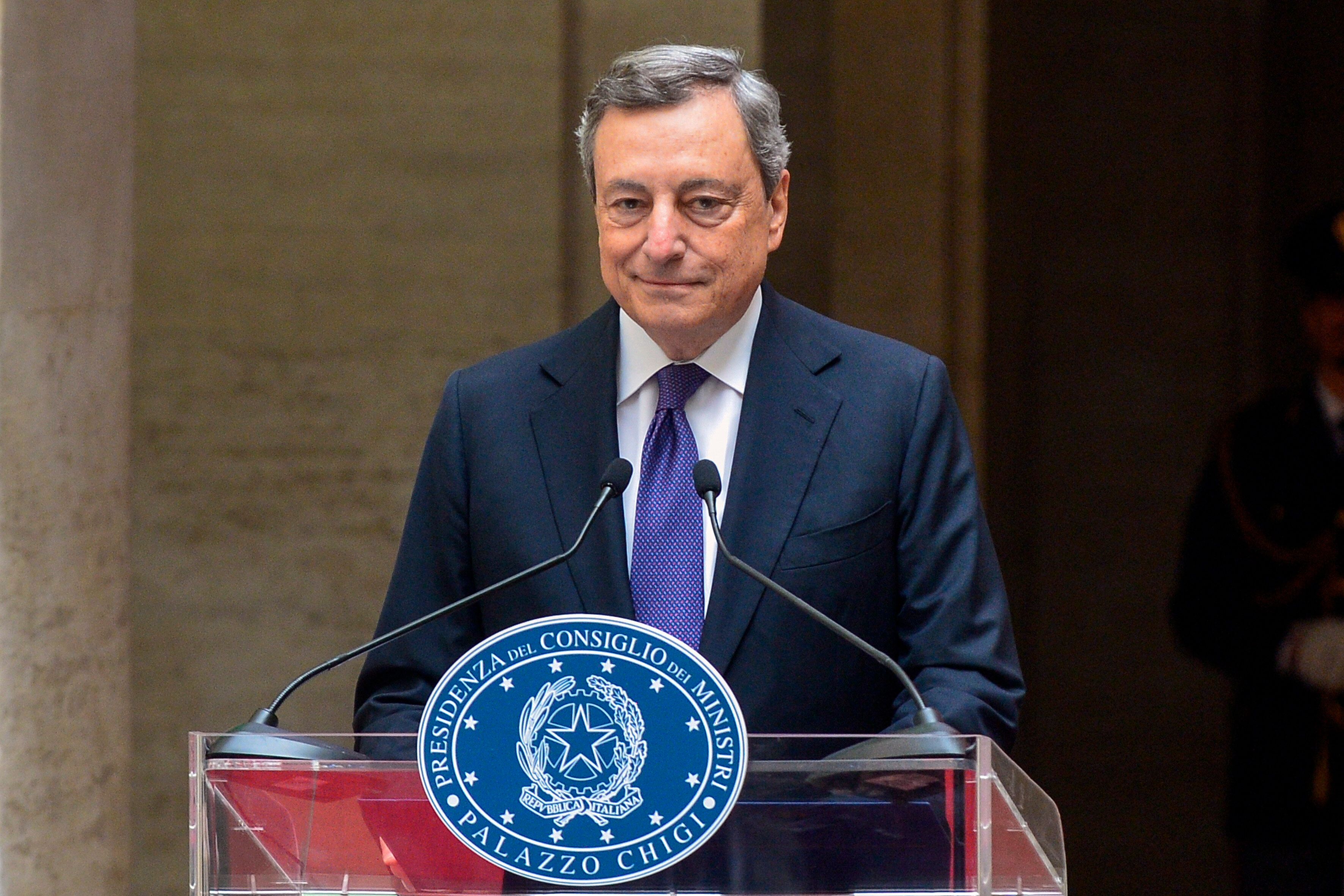 ROME, ITALY - SEPTEMBER 27: Mario Draghi during the meeting with the Italian premier and the Italian...