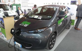 Ecomobilità, auto elettrica: auto e moto elettriche a Ecomondo Key Energy di Rimini. 7 novembre 2018. ANSA/STEFANO SECONDINO