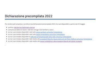 sezione con consigli su precompilata