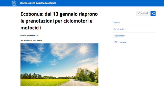 Ecobonus 2022 per l’acquisto di moto elettriche o ibride: prenotazioni dal 13 gennaio - Informazione Fiscale